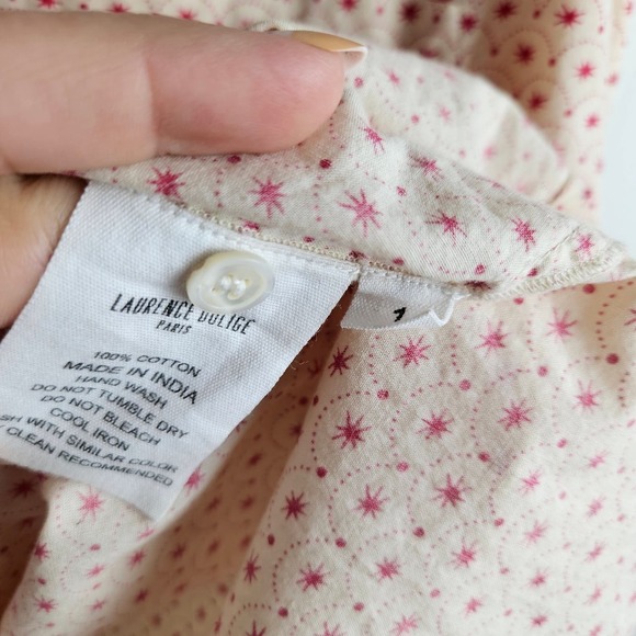 Laurence Dolice Paris Starburst Print Button Front‎ Shirt 1 S Ivory Red - Picture 8 of 8